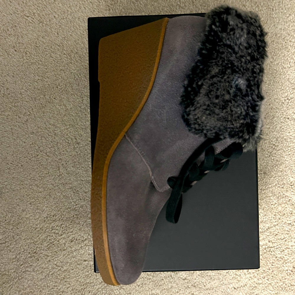 Cole Haan Coraline Grey Wedge Boots